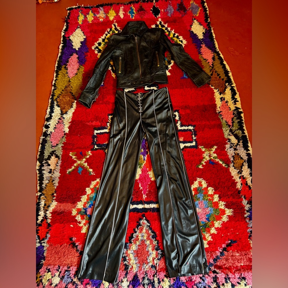 Deadstock 70s Vintage Fredricks of Hollywood Liquid Faux Leather studded Pants - Picture 3 of 12